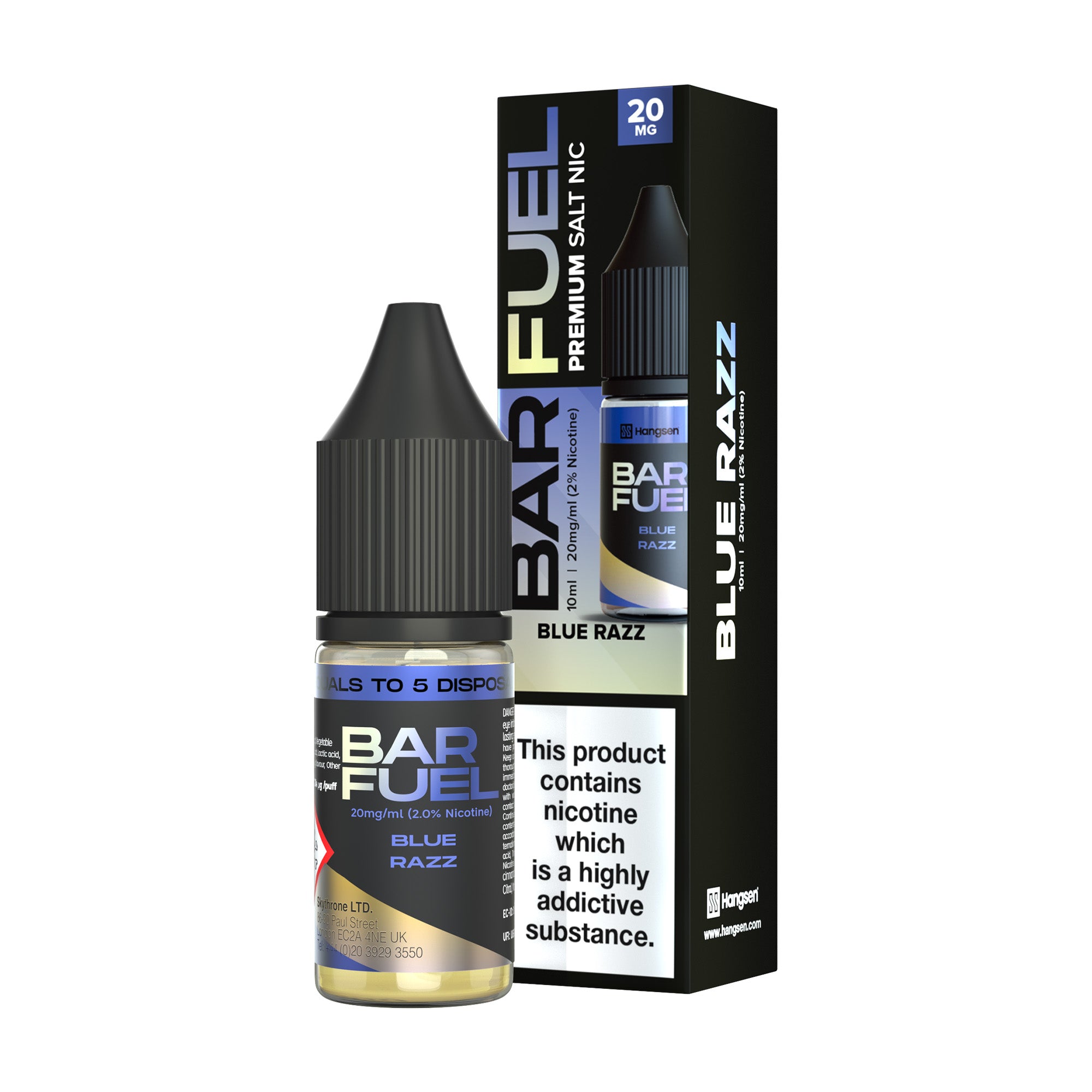 Hangsen Bar Fuel Blue Razz 10 ml 50:50 Nic Salts E-Liquid