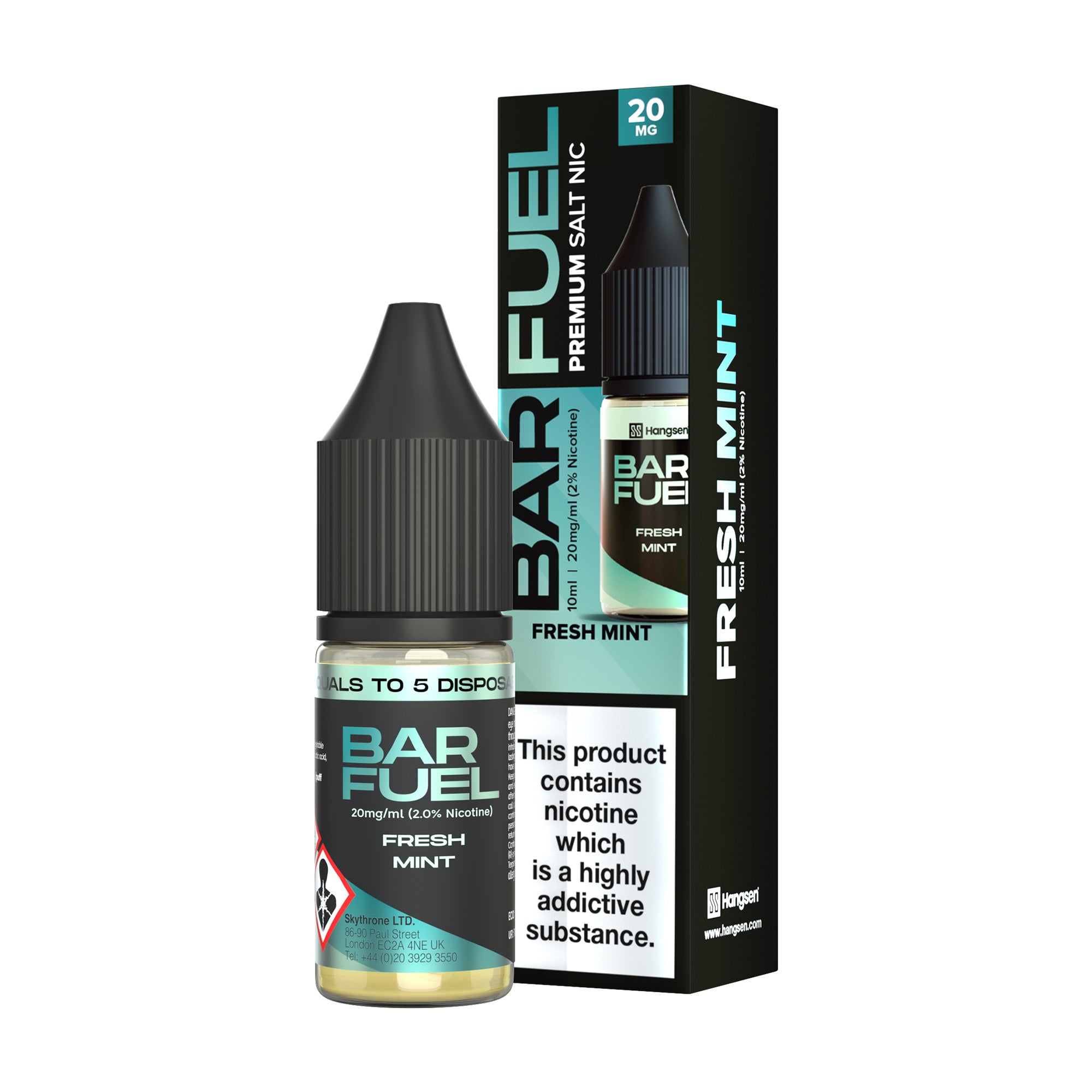 Hangsen Bar Fuel Fresh Mint 10 ml 50:50 Nic Salts E-Liquid