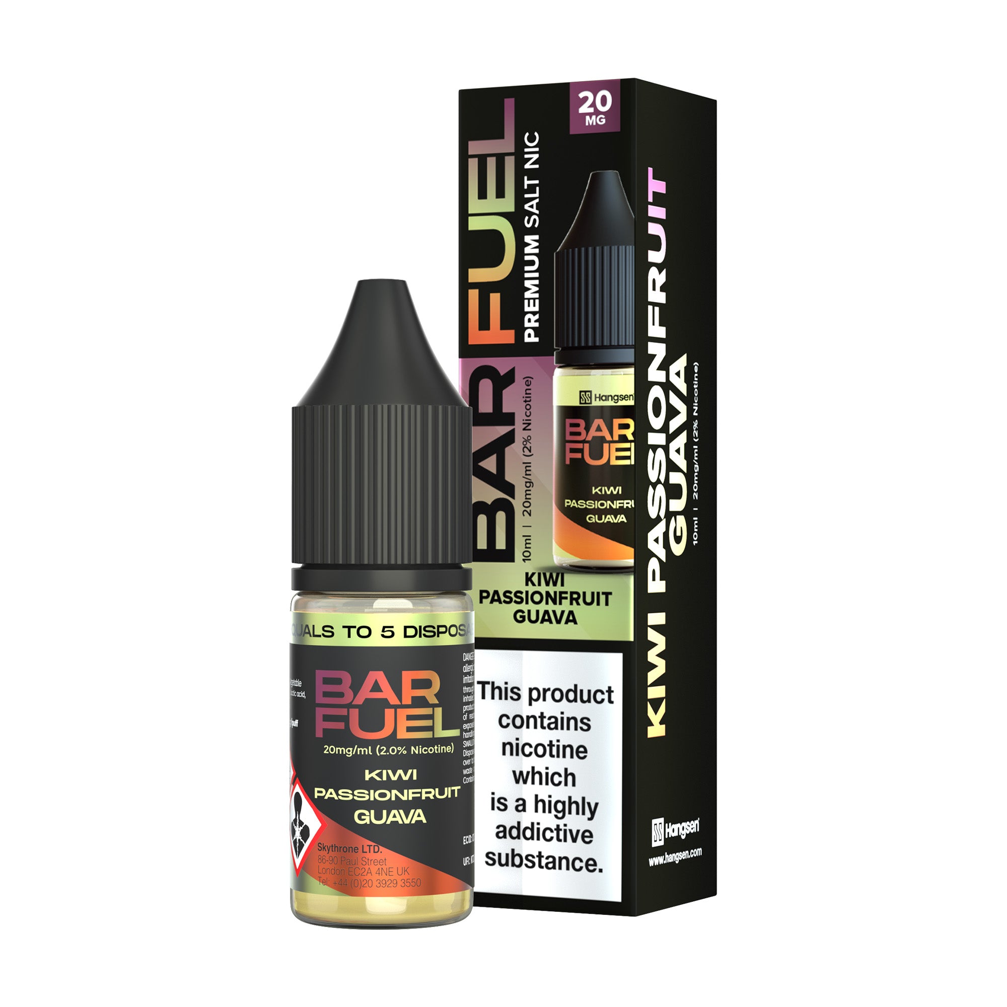 Hangsen Bar Fuel Kiwi Passionfruit Guava 10 ml 50:50 Nic Salts E-Liquid