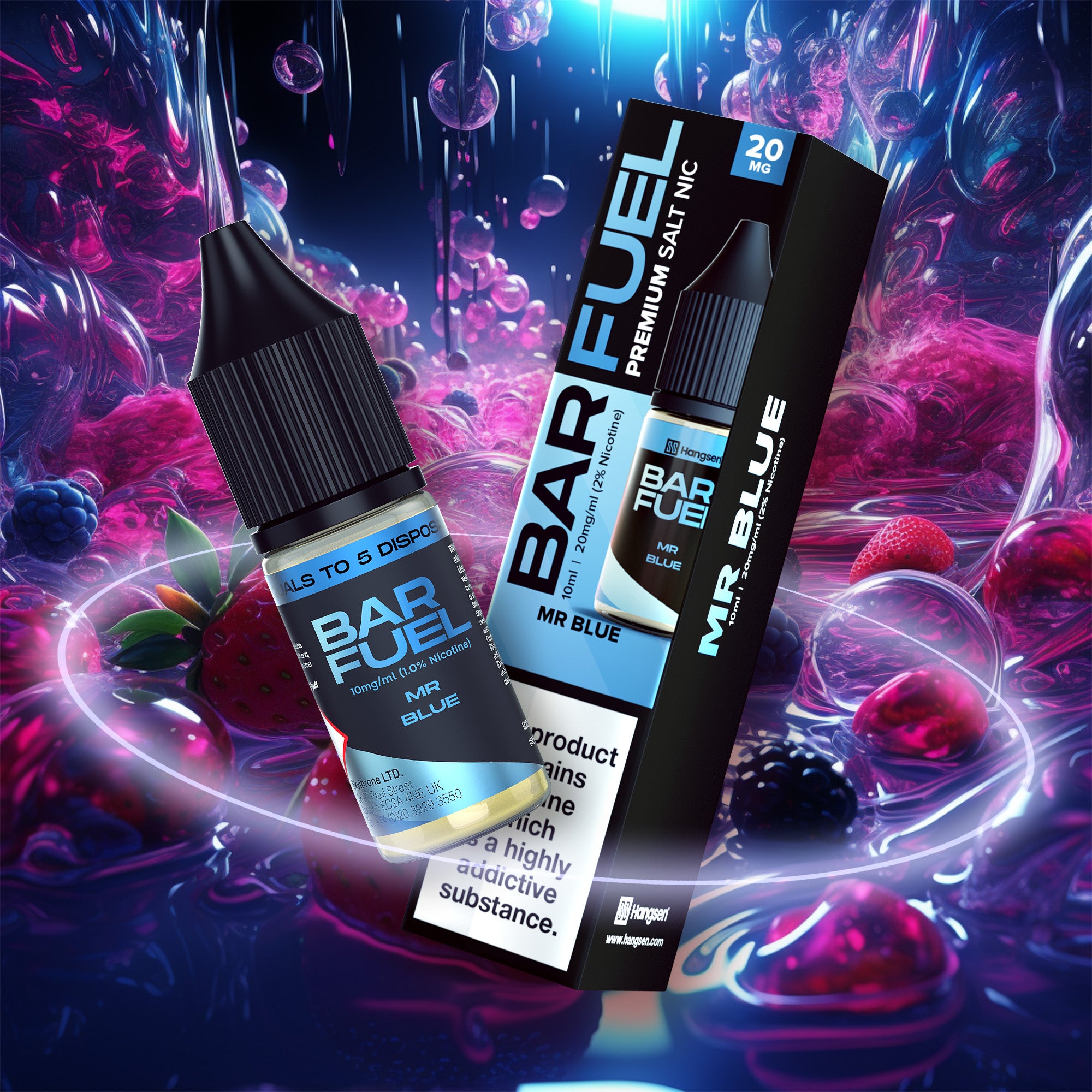 Hangsen Bar Fuel Mr Blue 10 ml 50:50 Nic Salts E-Liquid