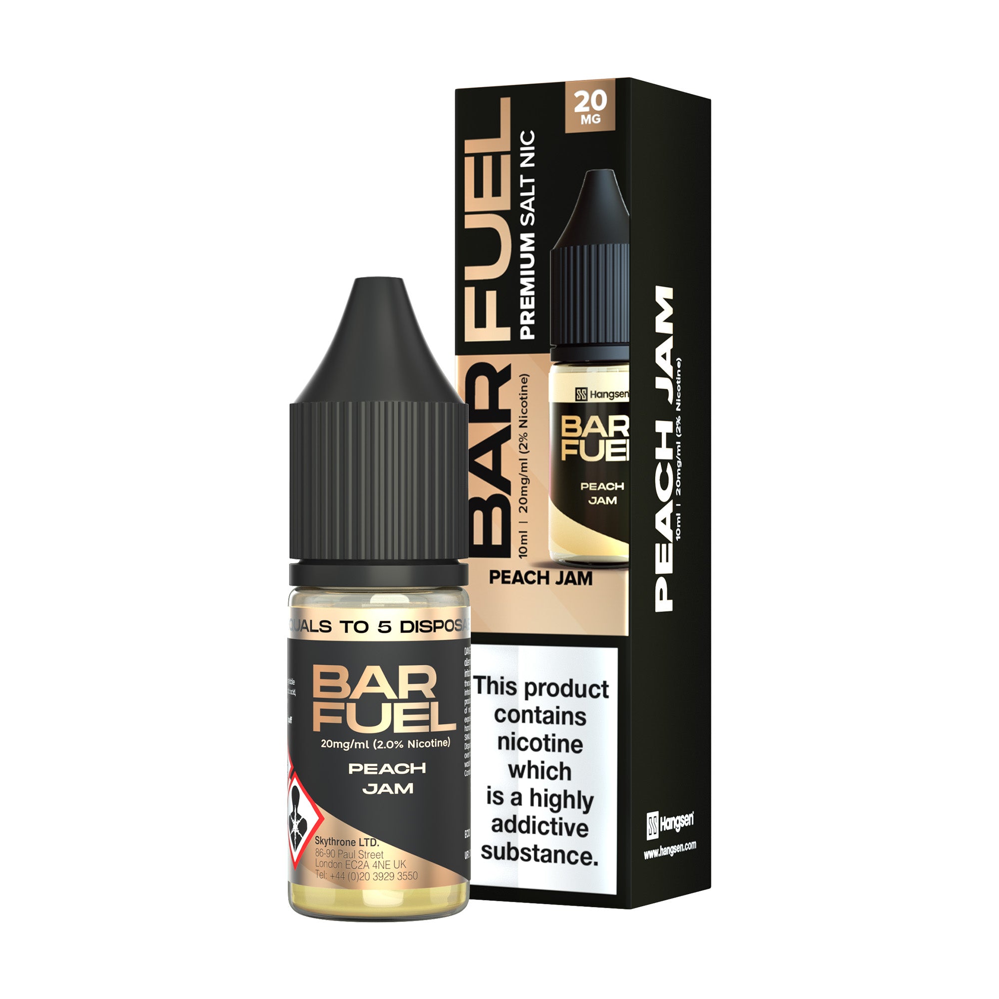 Hangsen Bar Fuel Peach Jam 10 ml 50:50 Nic Salts E-Liquid