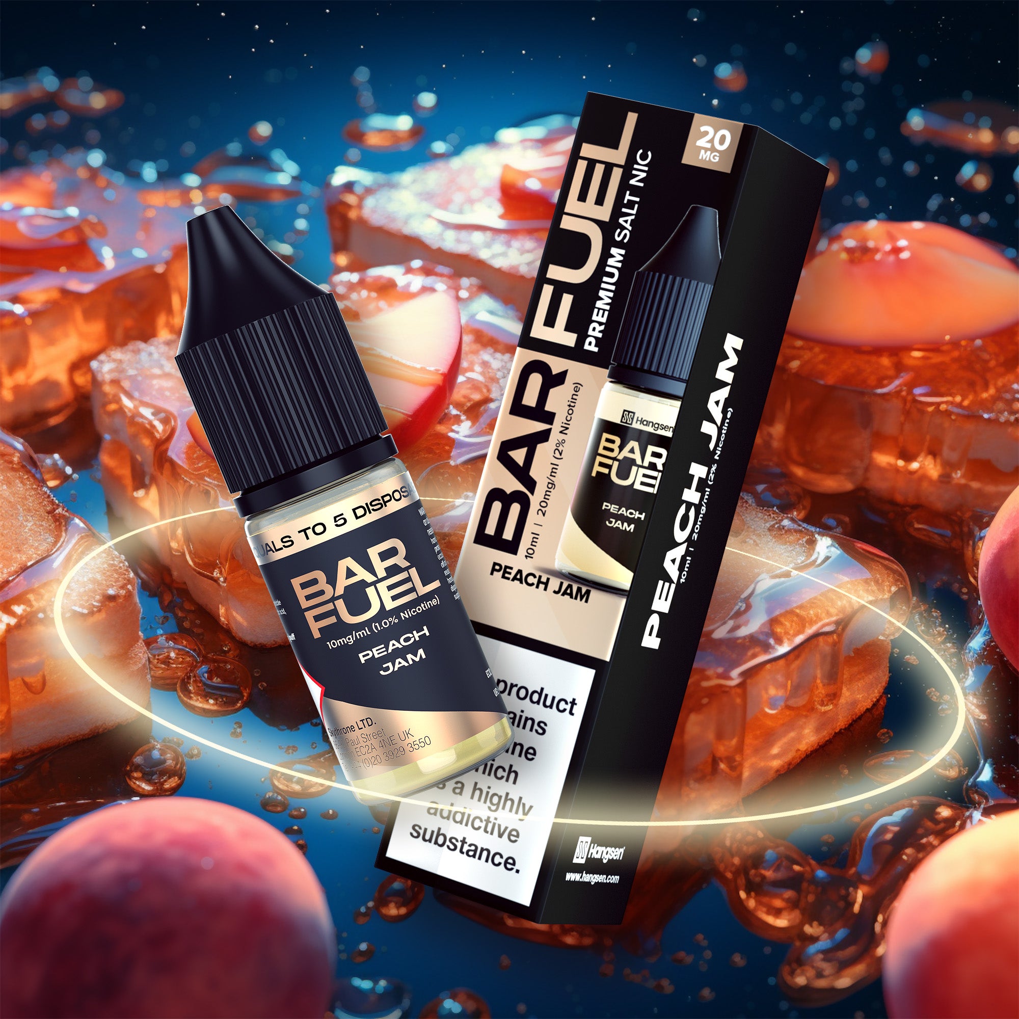 Hangsen Bar Fuel Peach Jam 10 ml 50:50 Nic Salts E-Liquid