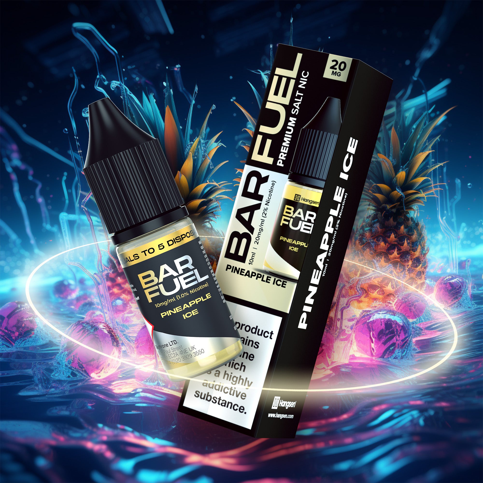 Hangsen Bar Fuel Pineapple Ice 10 ml 50:50 Nic Salts E-Liquid
