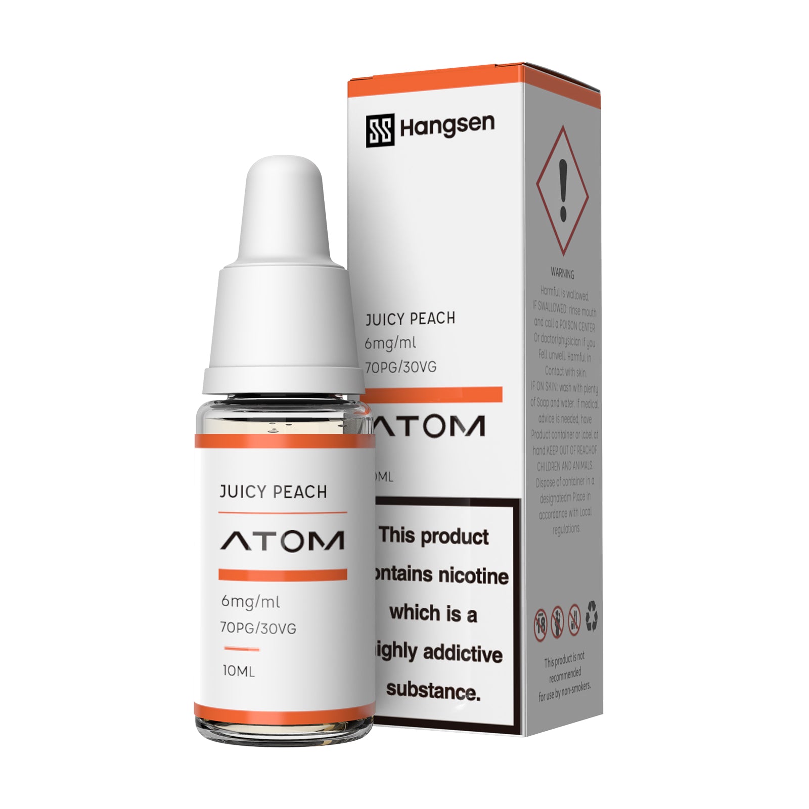 Hangsen Atom Juicy Peach 10 ml 70:30 HPG E-Líquido
