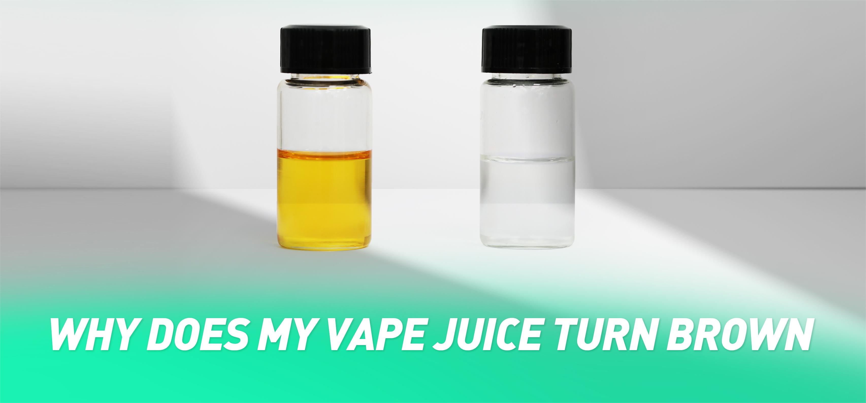 There are two bottles of e-liquids, one of which turned brown.