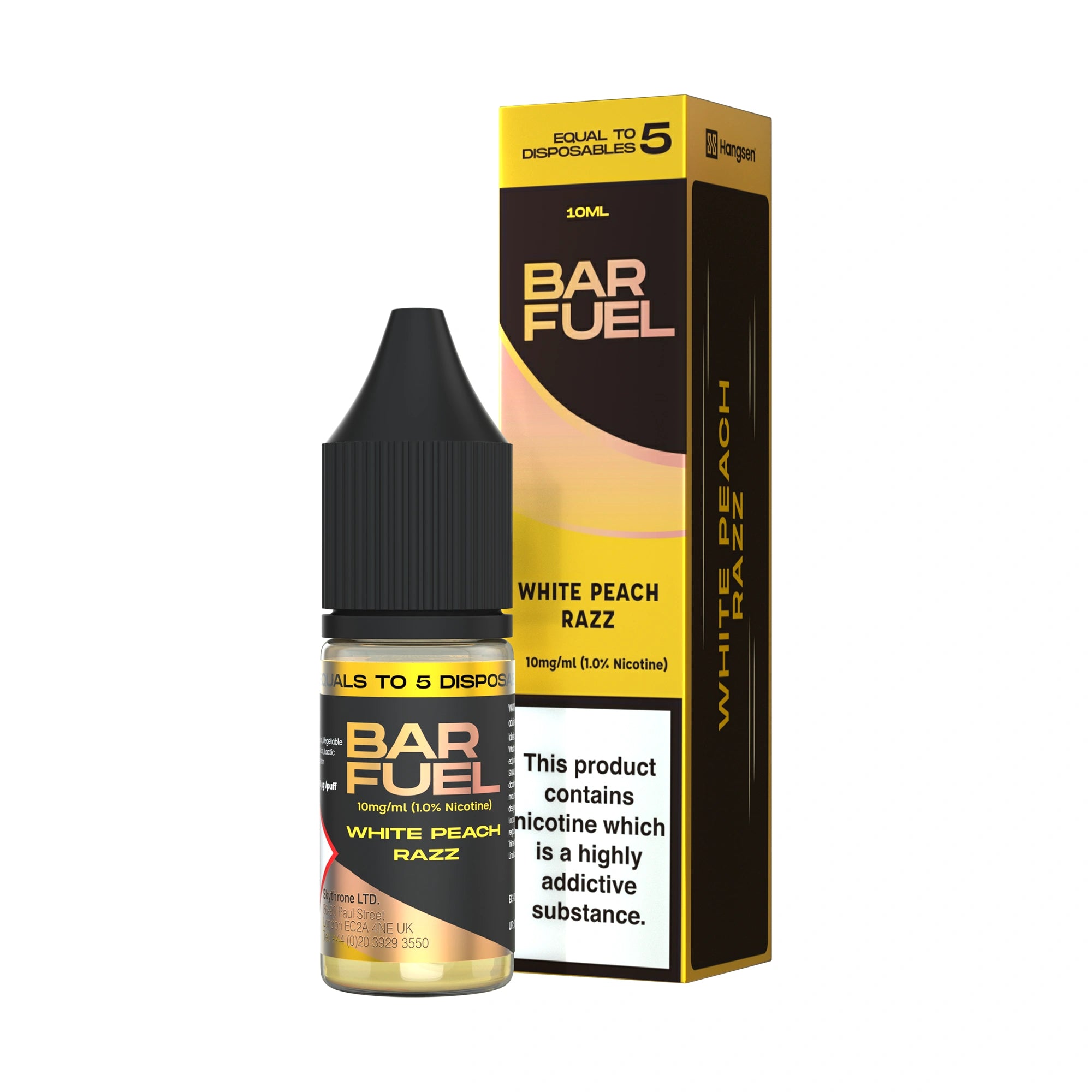 Hangsen Bar Fuel White Peach Razz 10 ml 50:50 Sales de Nicotina E-Líquido